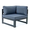 Leisuremod Chelsea 7-Piece Patio Sectional And Coffee Table Set Black Aluminum With Blue Cushions CSTBL-7BU